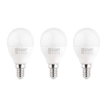 Лампа REXANT светодиодная Шарик GL 11.5Вт E14 1093Лм 6500K холодный свет 3 штуки