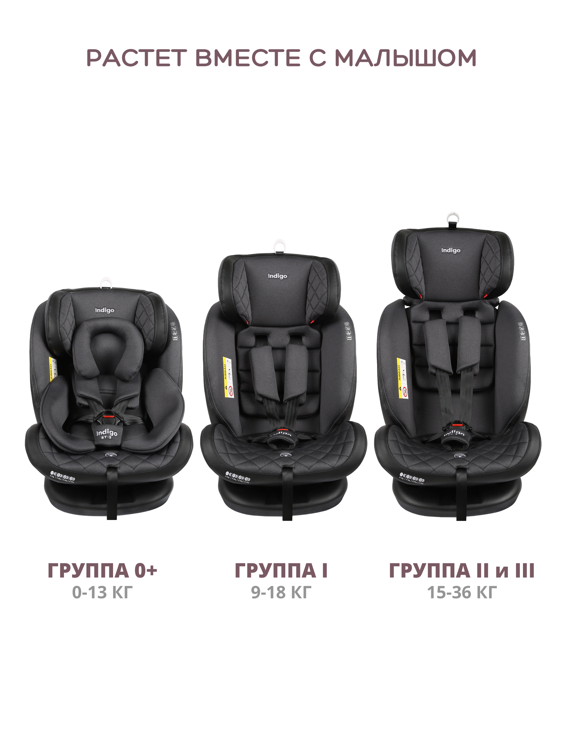 Автокресло Indigo Aero ST-3 Isofix растущее поворотное 0-36 кг черный - фото 10