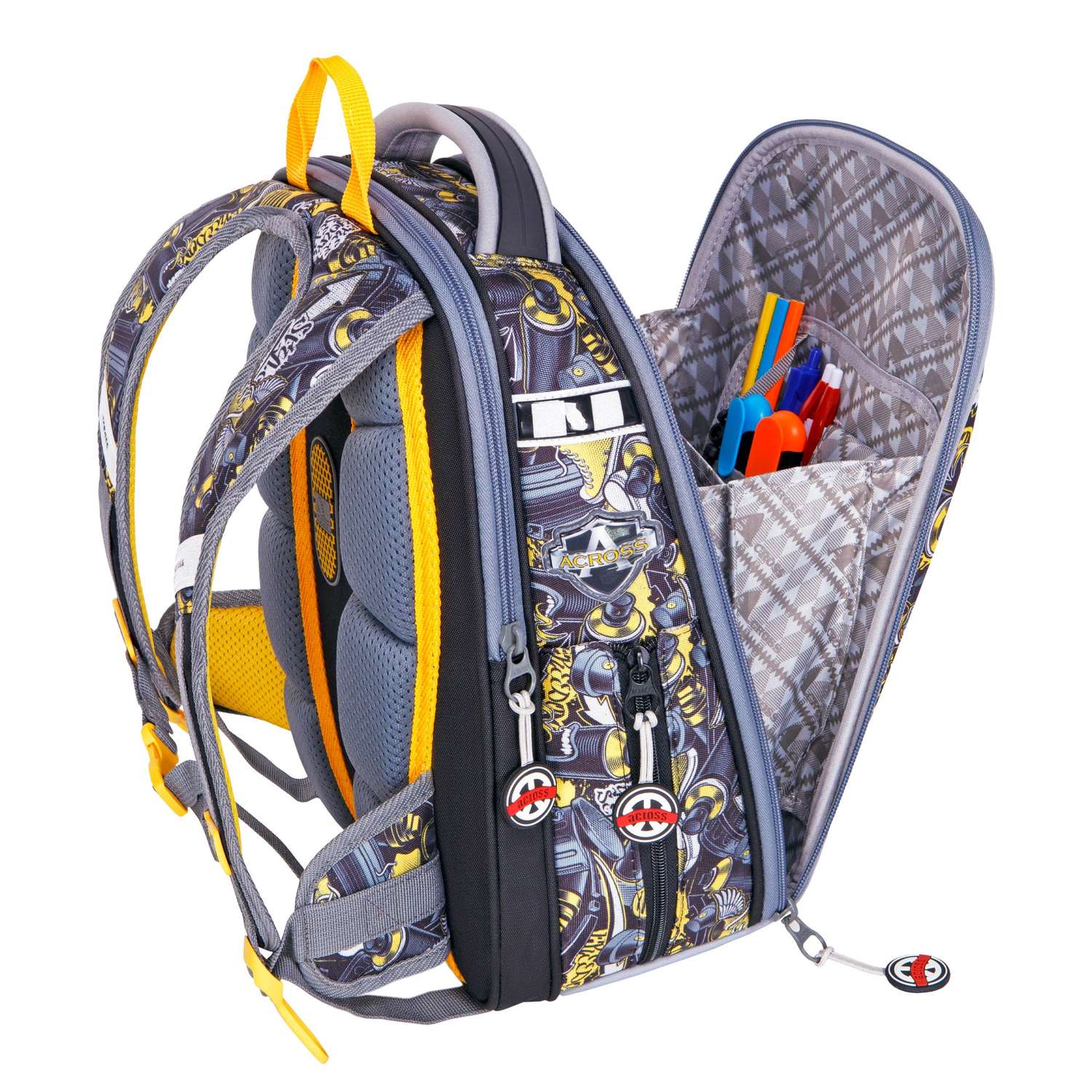 Рюкзак школьный с наполнением ACROSS ACR22-490-1 мешок д/обуви+пенал+ папка+брелок - фото 5