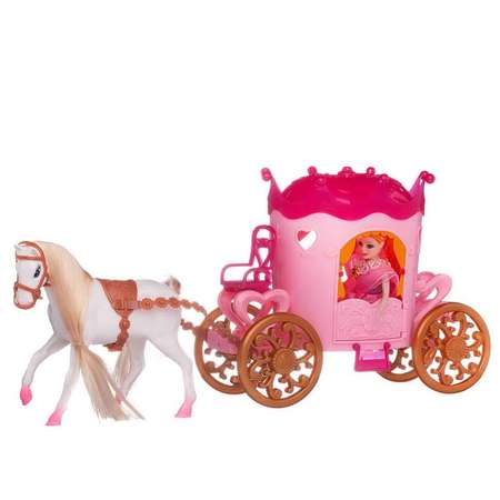 Игровой набор ABTOYS Карета с белой лошадкой и куколкой