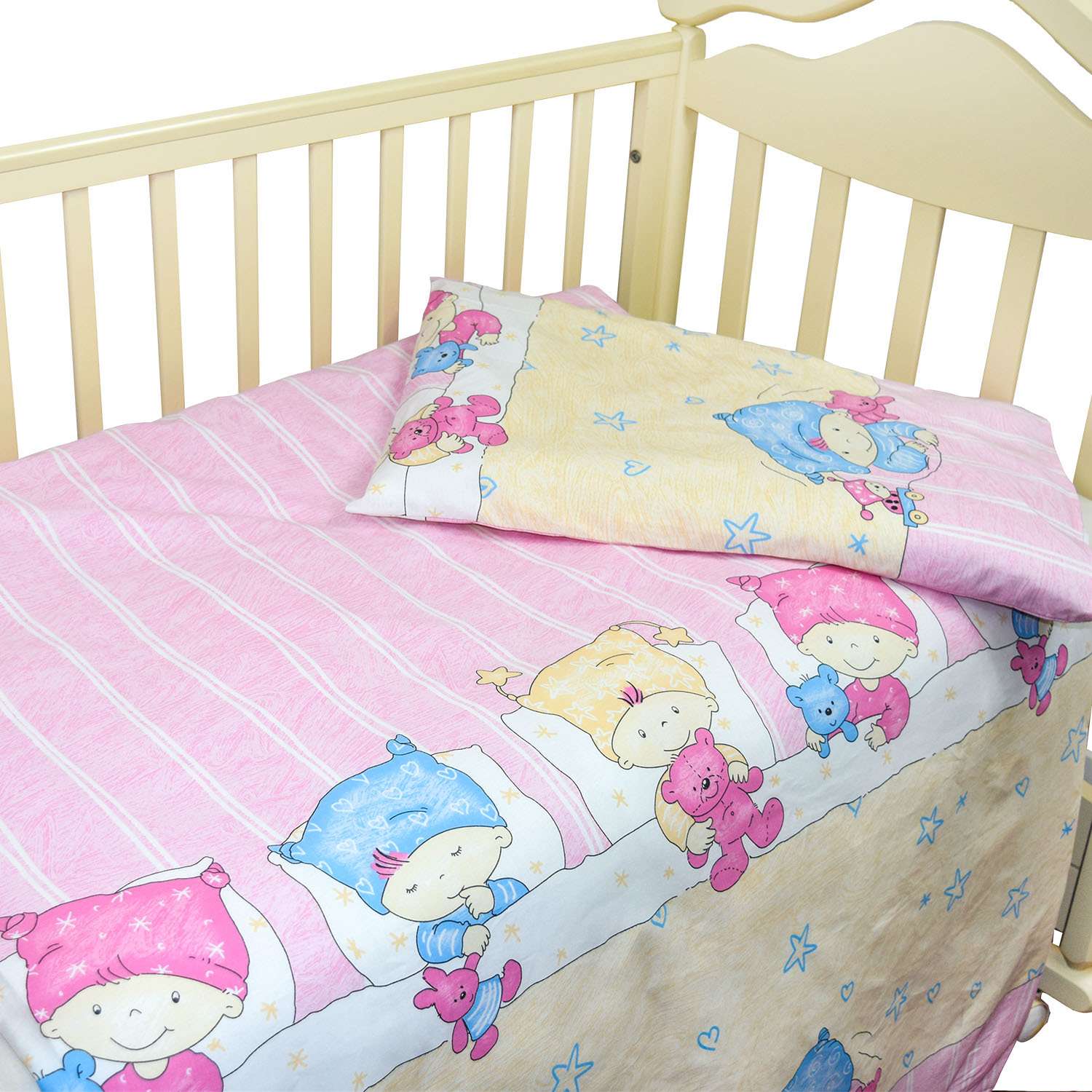 Комплект постельного белья L'Abeille Детки 2предмета Розовый 2901 - фото 2