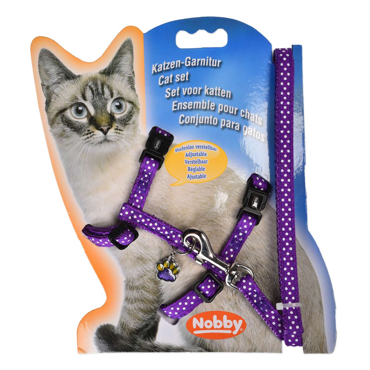 Шлейка для кошек Nobby Фиолетовый горошек 78009-38 - фото 2
