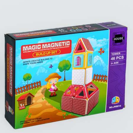 Конструктор Крибли Бу магнитный пластиковый сборный/детская развивающая игрушка с крупными деталями 46 элементов