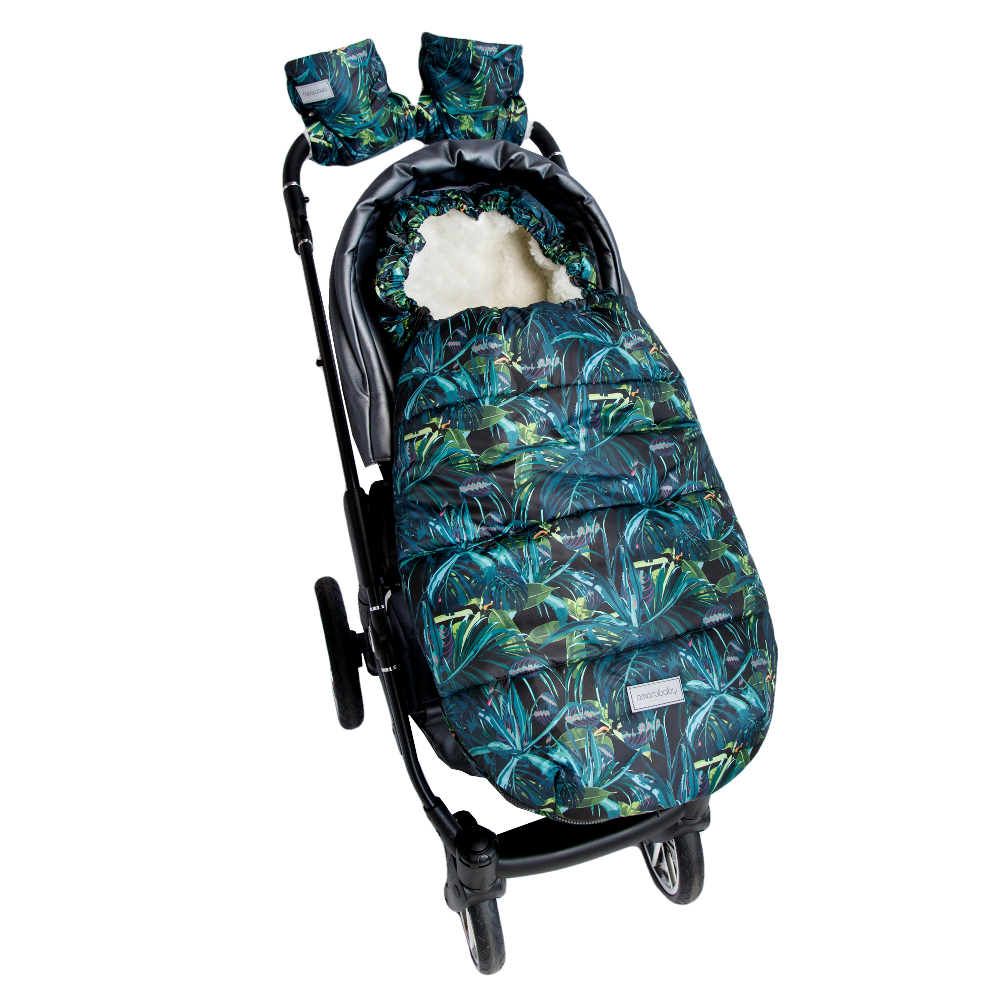 Муфты на коляску Amarobaby Snowy Travel Тропики Черный AMARO-6103-TR - фото 9