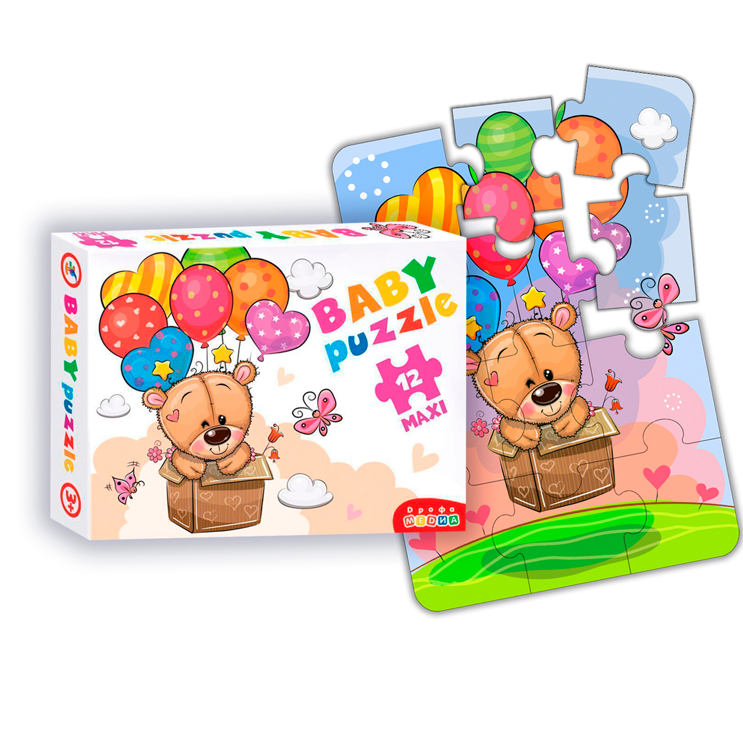 Пазл Дрофа-Медиа Baby Puzzle Мишка и воздушные шары из 12 элементов 3844 - фото 1