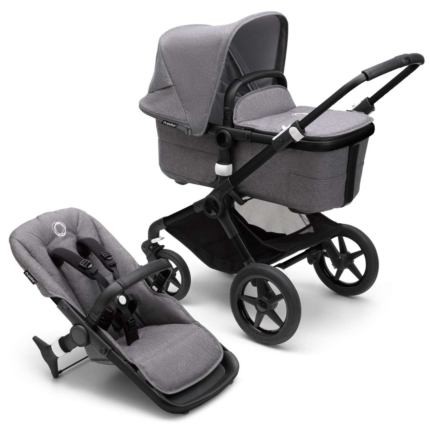 Коляска 2в1 Bugaboo Fox3 Complete Black Grey Melange-Grey Melange 2306010002 - фото 2