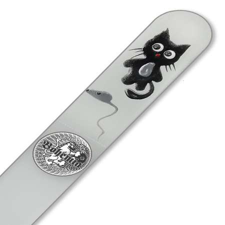 Пилка для ногтей BOHEMIA Czech Glass Nail Files 90 мм ручная роспись кот с мышкой