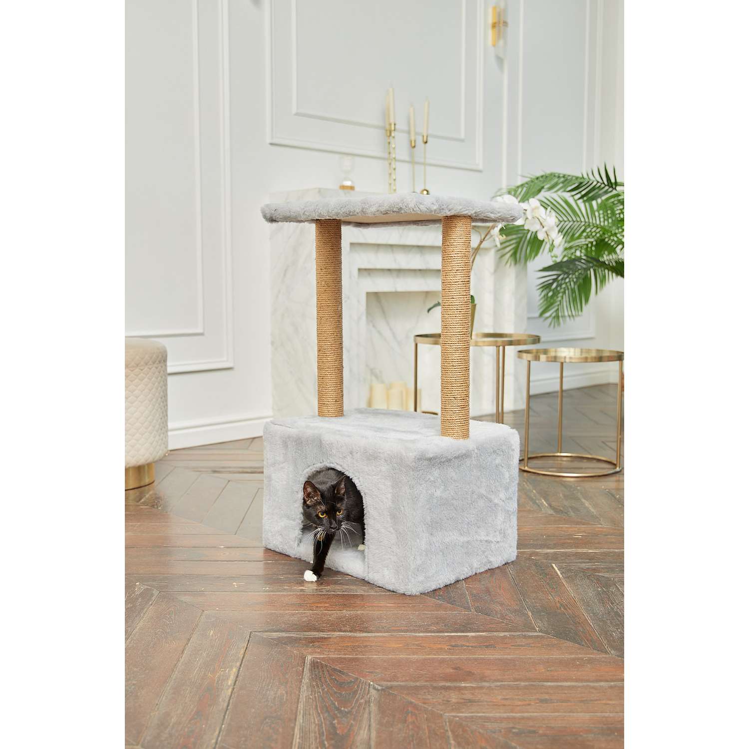 Когтеточка для кошек с домиком БРИСИ Серый - фото 6