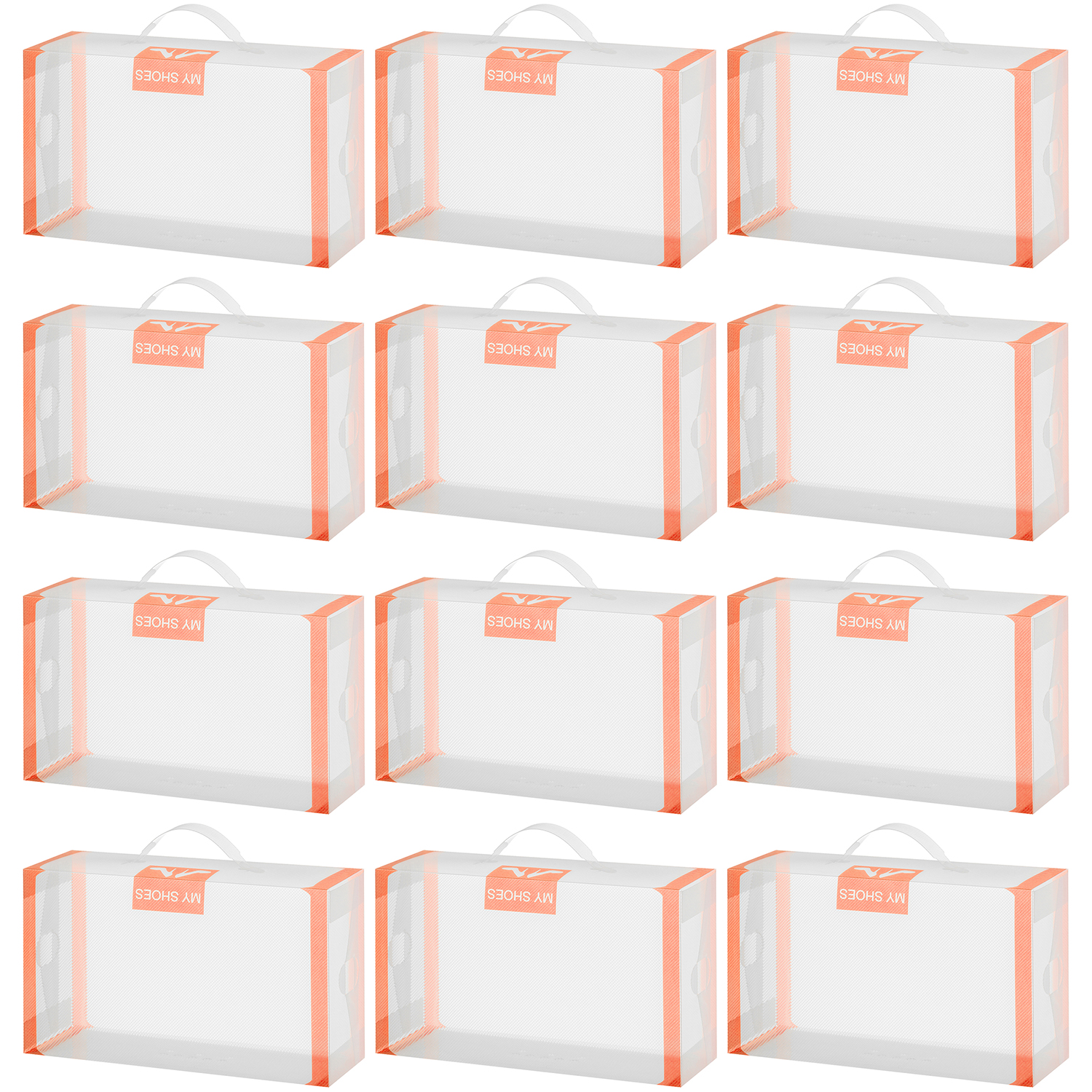 Набор коробок El Casa 12 шт для хранения женской обуви 30х18х10 см Оранжевая кайма складные с ручкой - фото 7