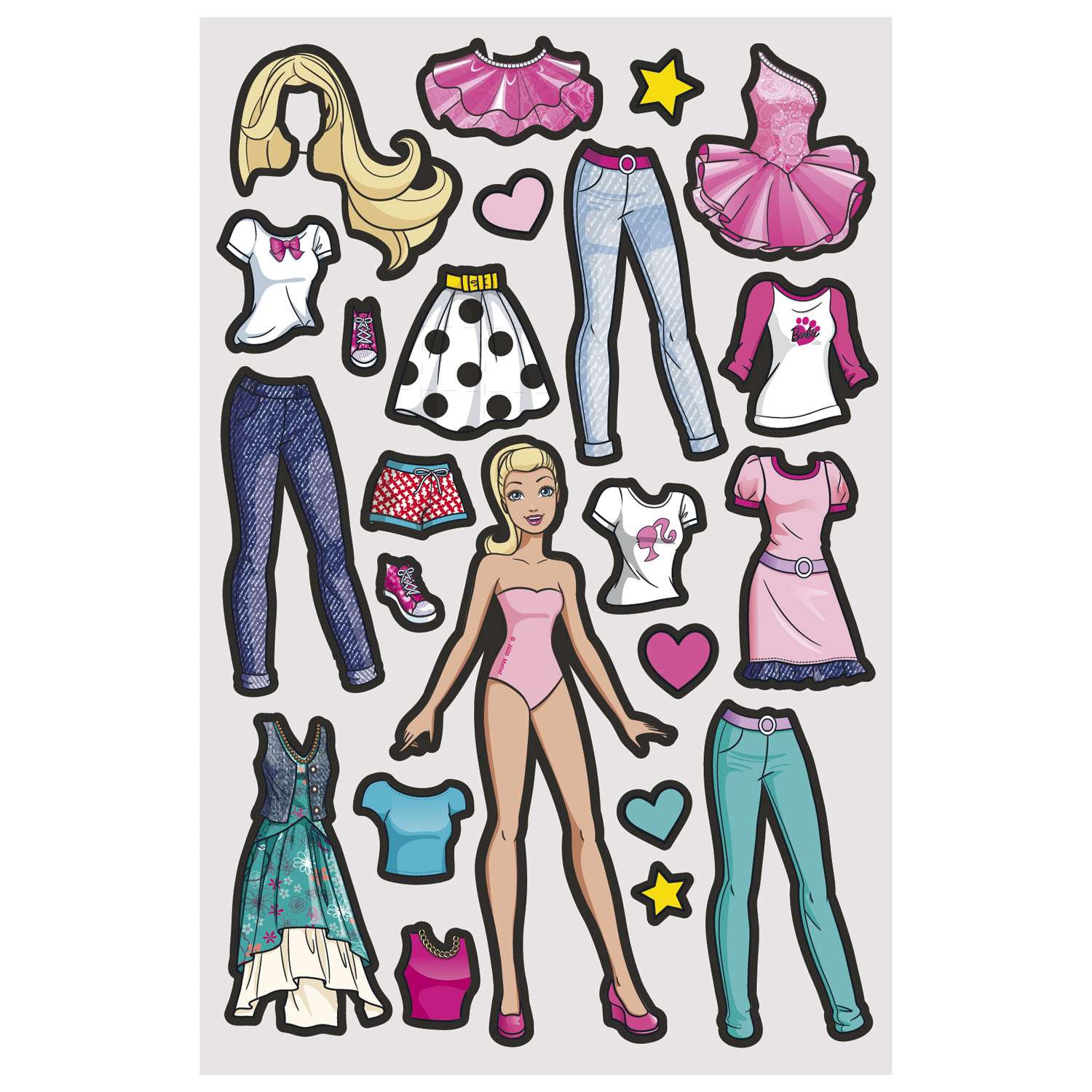 Наклейка декоративная Barbie зефирная с нарядами 95*185 89841 - фото 1