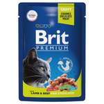 Корм для кошек Brit 85г Premium ягненок и говядина в соусе