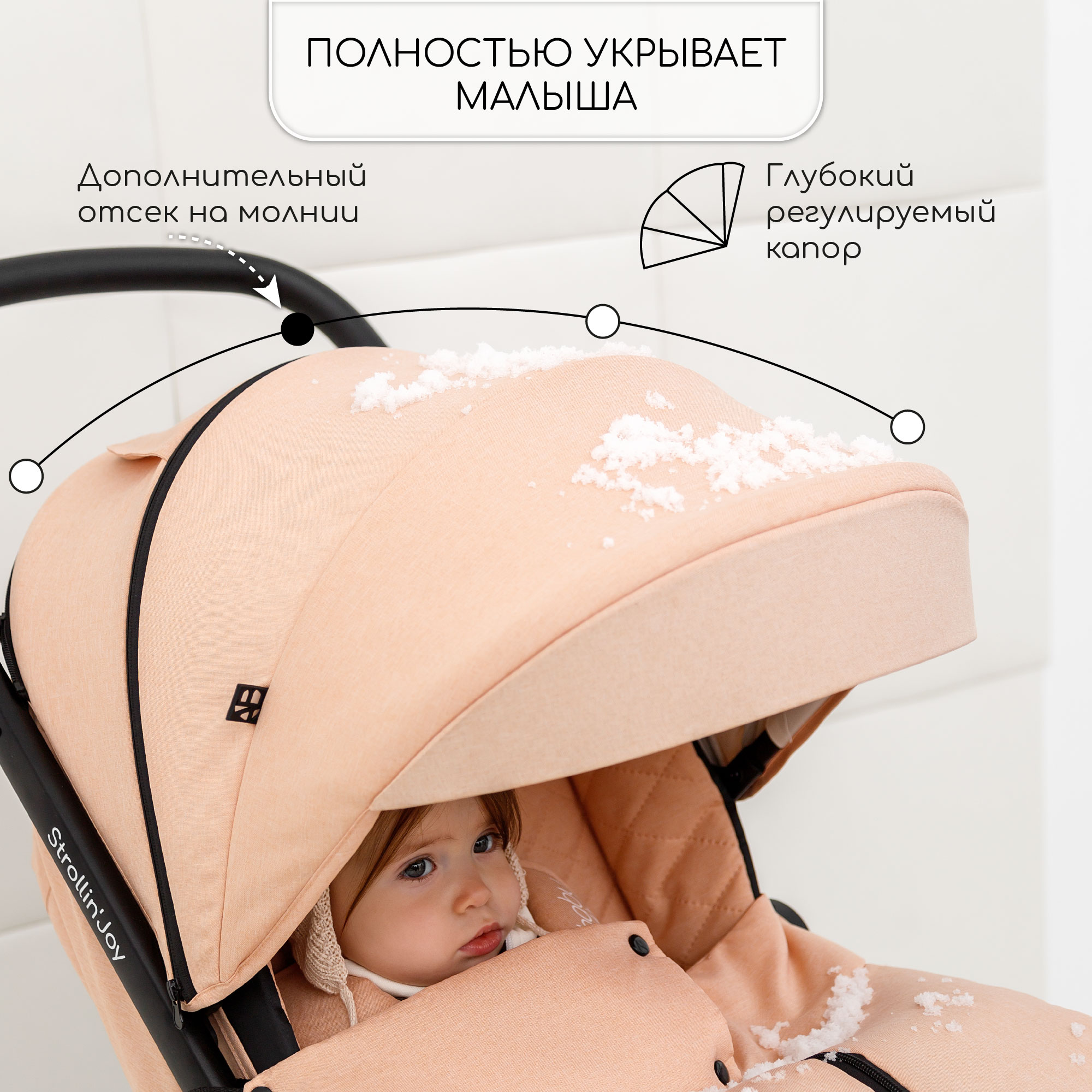 Коляска прогулочная Amarobaby Strollin Joy Бежевый - фото 5