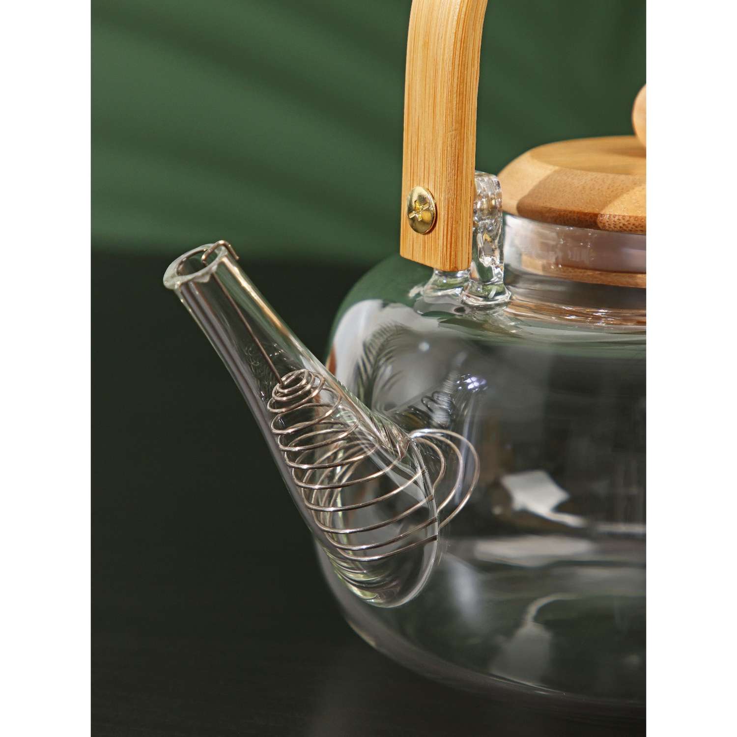 Заварочный чайник Sima-Land с бамбуковой крышкой и металлическим фильтром «Эко. Бабл» 1.2 л - фото 4