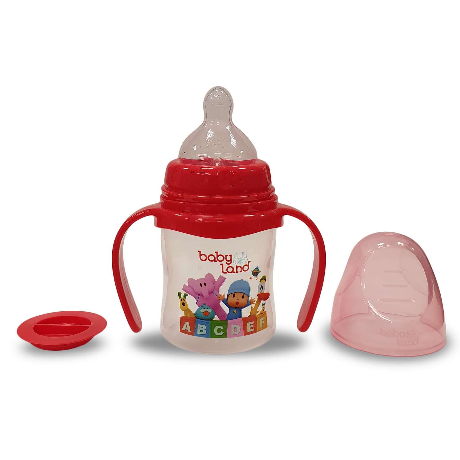Бутылочка Baby Land с ручками 150мл с силиконовой анатомической соской Air System красный - фото 2