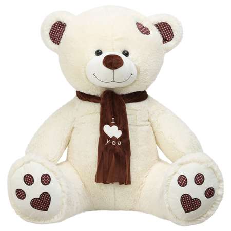 Медведь Мягкие игрушки БелайТойс Плюшевый Тони с шарфом 200 см цвет латте