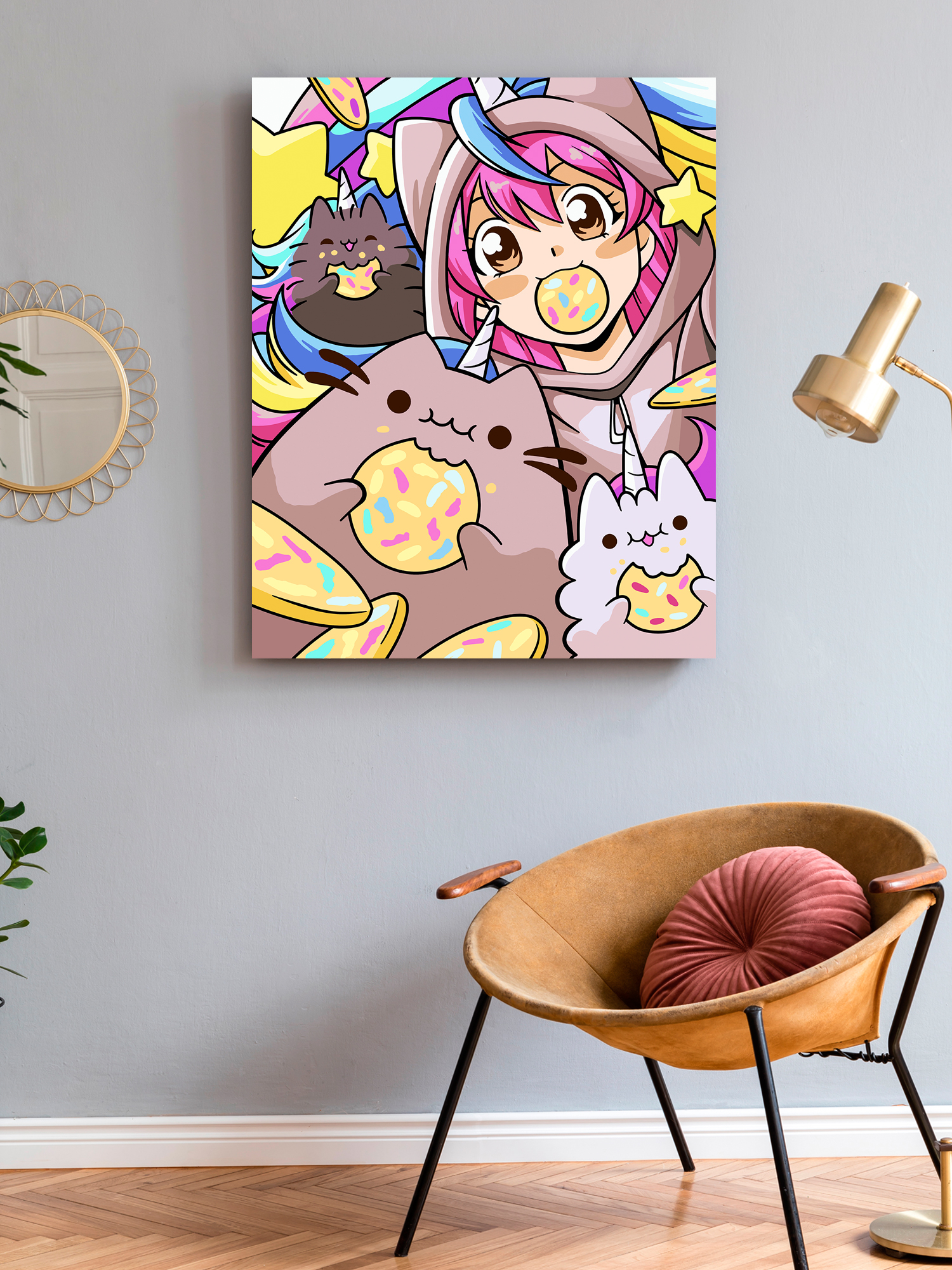 Картина по номерам Art on Canvas Котики аниме холст на подрамнике 40х50 см - фото 3