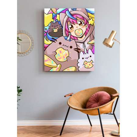 Картина по номерам Art on Canvas Котики аниме холст на подрамнике 40х50 см