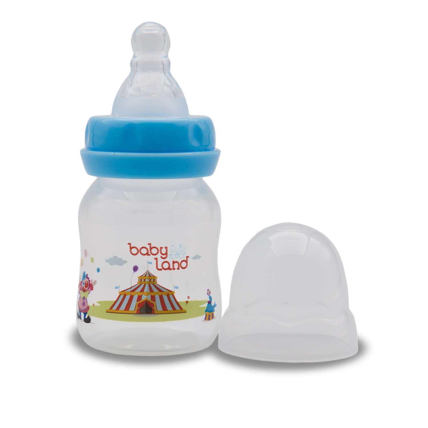 Бутылочка Baby Land 80мл с силиконовой соской голубой - фото 1