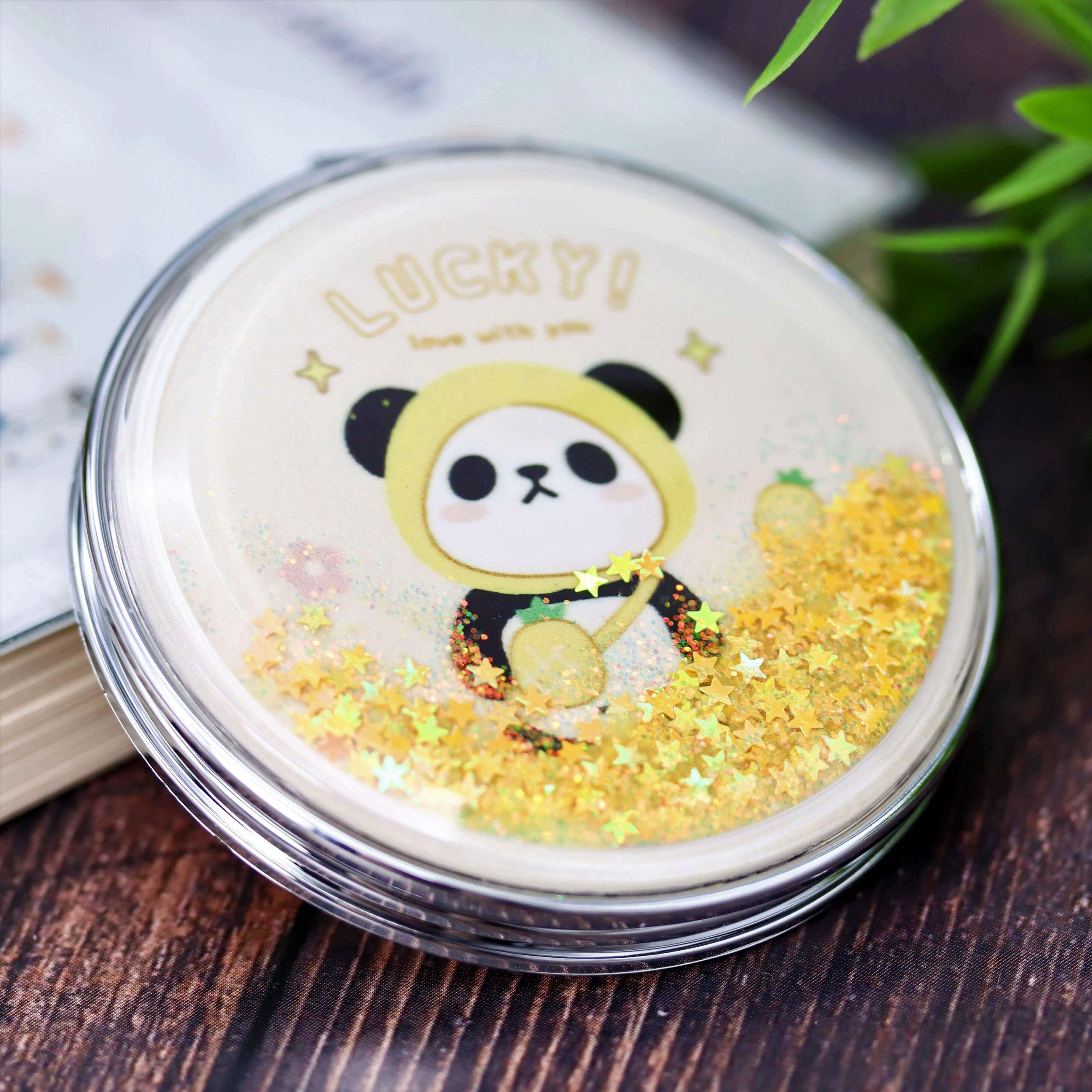 Зеркало карманное iLikeGift Lucky panda pineapple yellow с увеличением - фото 5