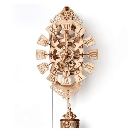 Модель сборная Wood Trick Настенные часы с маятником из дерева