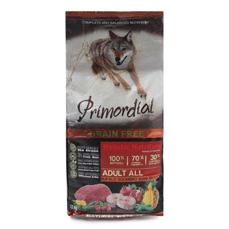 Корм для собак Primordial беззерновой буйвол-скумбрия 12кг