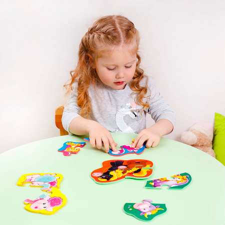 Пазл Vladi Toys мягкие Baby Puzzle Мама и малыш 4 картинки