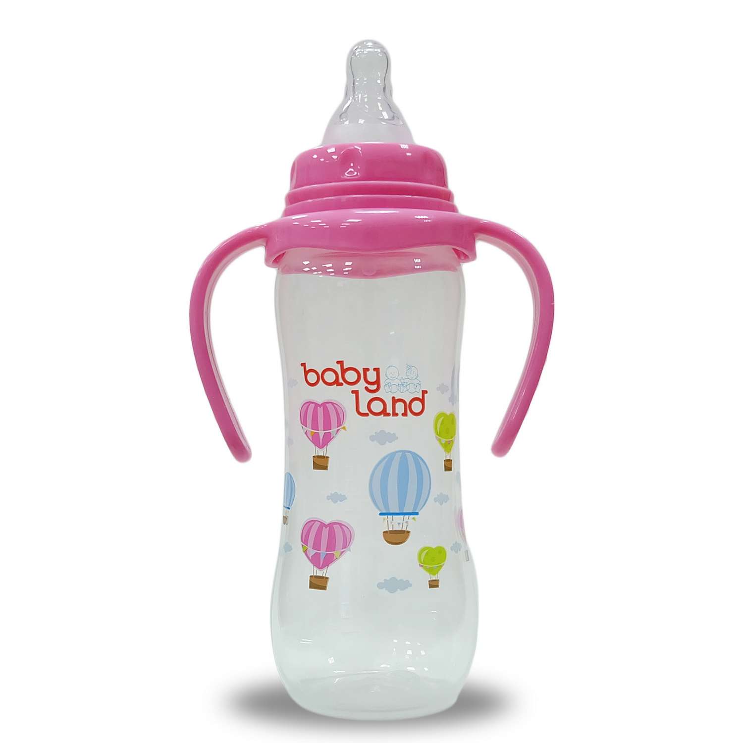 Бутылочка Baby Land с ручками 240мл с силиконовой соской Air System розовый - фото 1