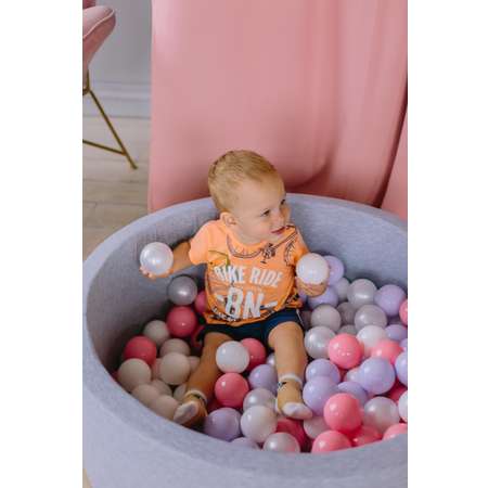 Сухой бассейн Boobo.kids 85х30 см 150 шаров серый меланж+розовый