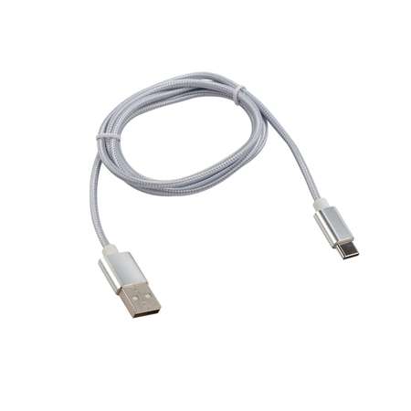 Кабель REXANT USB - Type-C 1 метр в серебристой нейлоновой оплетке