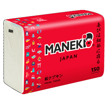 Салфетки бумажные Maneki Red 2 слоя белые 150 шт