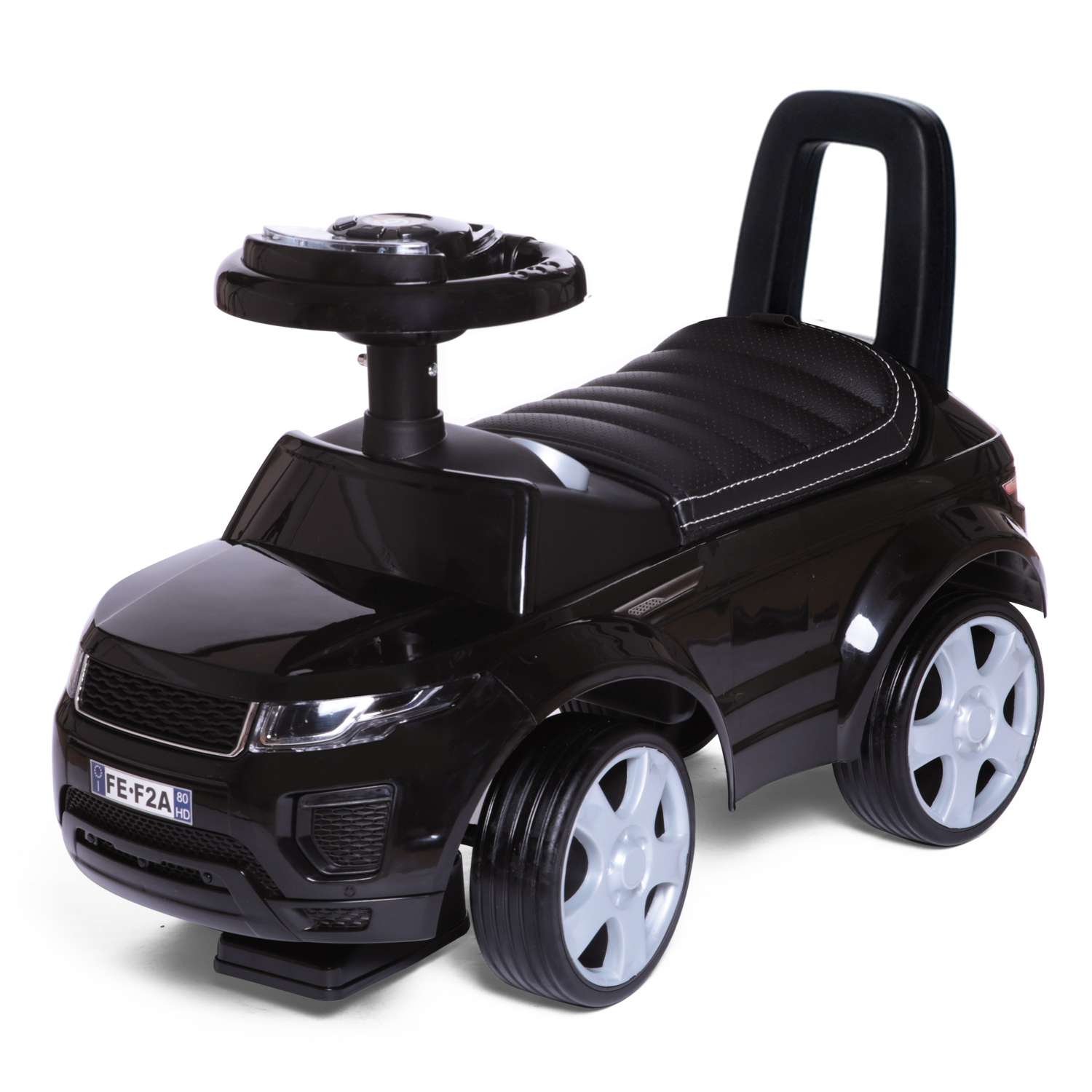 Каталка BabyCare Sport car кожаное сиденье черный - фото 1