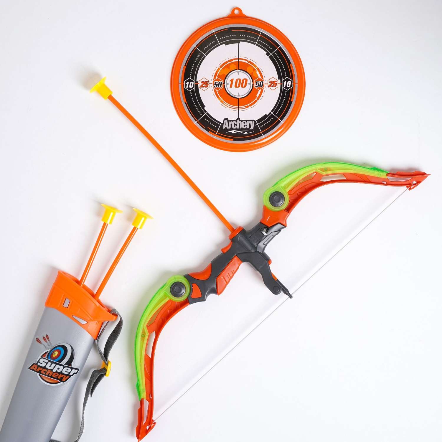 Лук со стрелами на присосках MagicStyle Игрушечное оружие с подсветкой колчаном и мишенью в наборе - фото 3