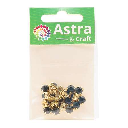 Хрустальные стразы Astra Craft в цапах круглые для творчества и рукоделия 6 мм 6 мм 20 шт золото изумруд