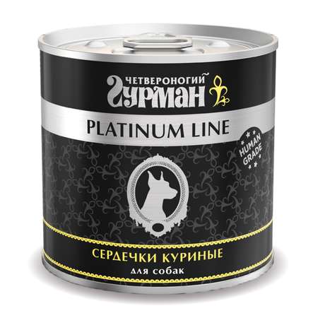 Корм для собак Четвероногий Гурман Platinum сердечки куриные в желе 500г
