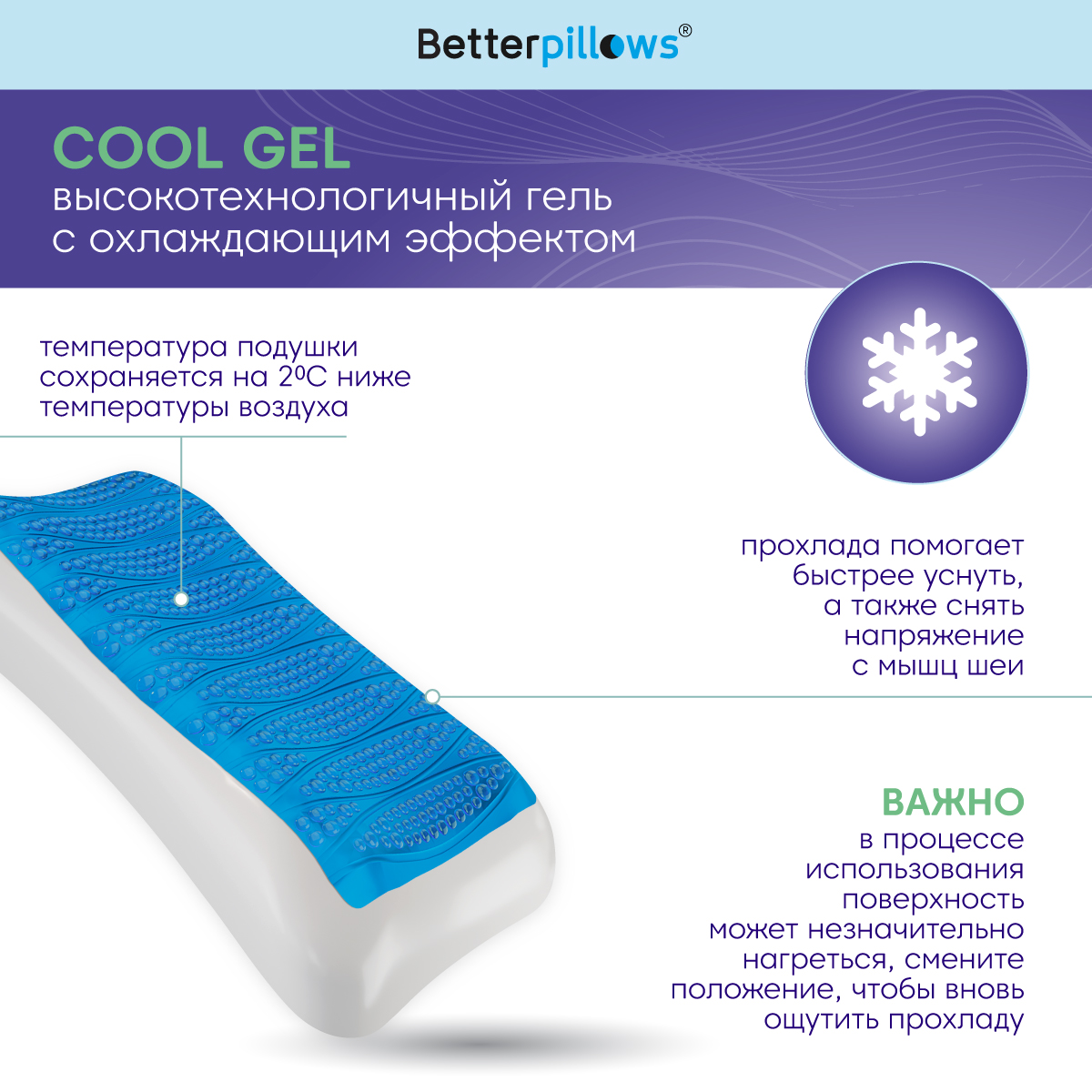 Подушка ортопедическая Betterpillows EXTRA COOL WAVE - фото 5