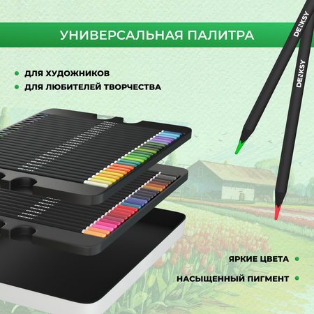 Цветные карандаши DENKSY 48 цветов в металлической упаковке