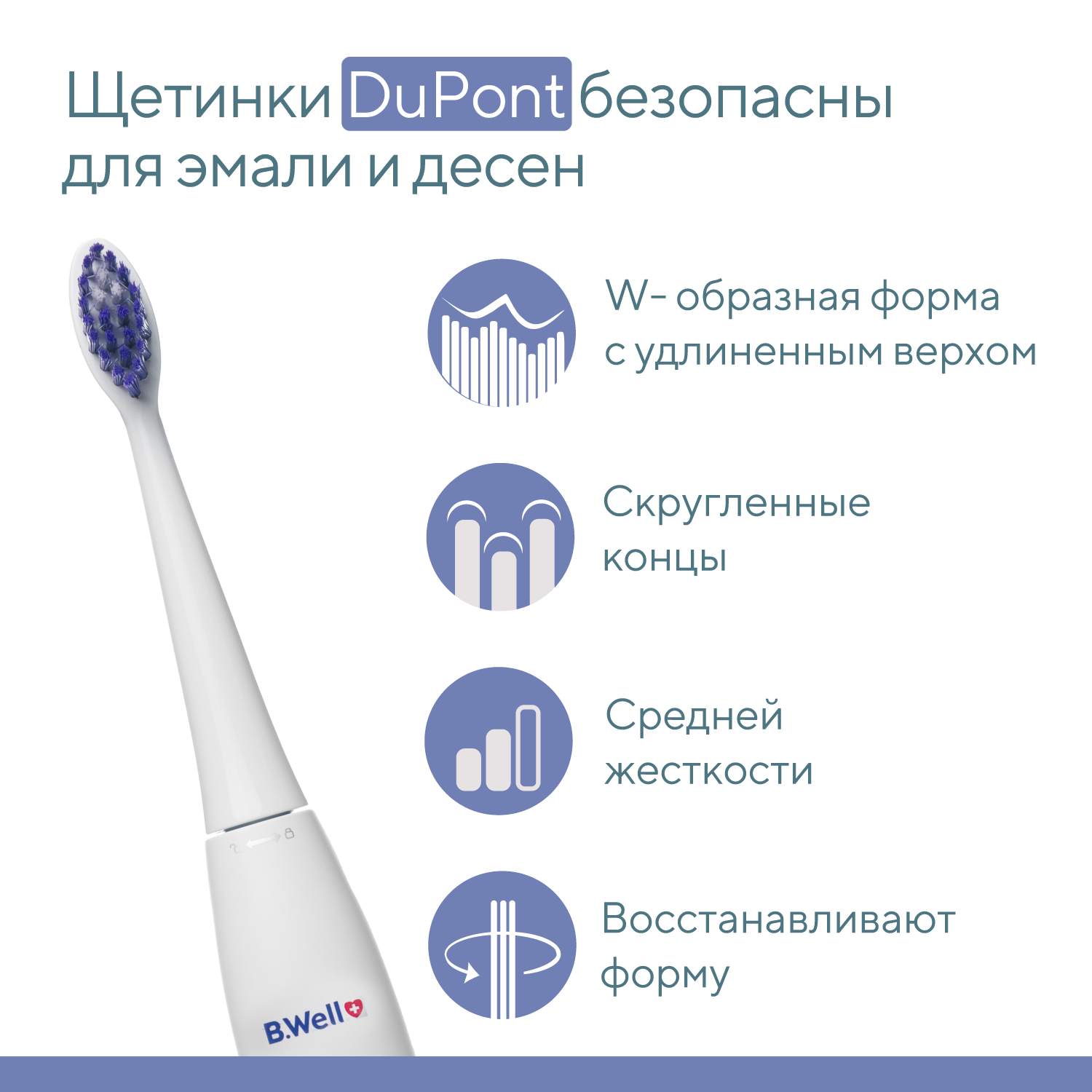 Электрическая зубная щетка для взрослых B.Well MED-820, 2 насадки, бесконтактная