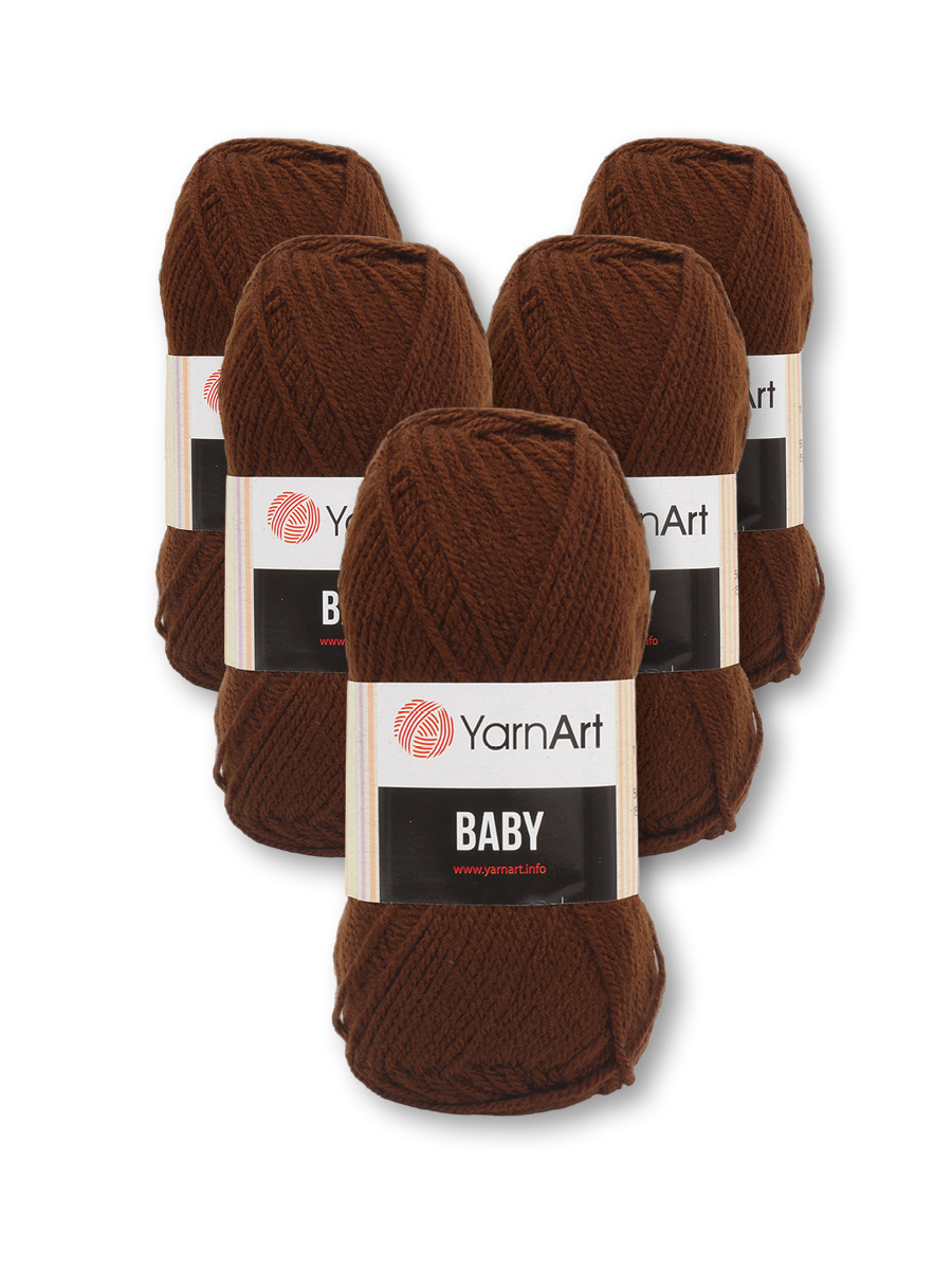 Пряжа для вязания YarnArt Baby 50 гр 150 м акрил мягкая детская 5 мотков 1182 коричневый - фото 6