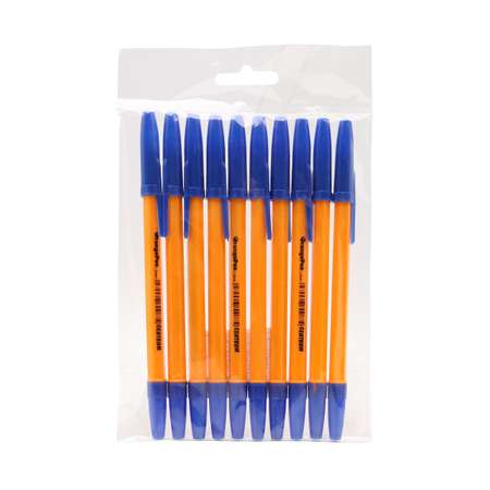 Ручка шариковая CENTRUM для каллиграфии и письма 1 мм Orange синяя 10 шт