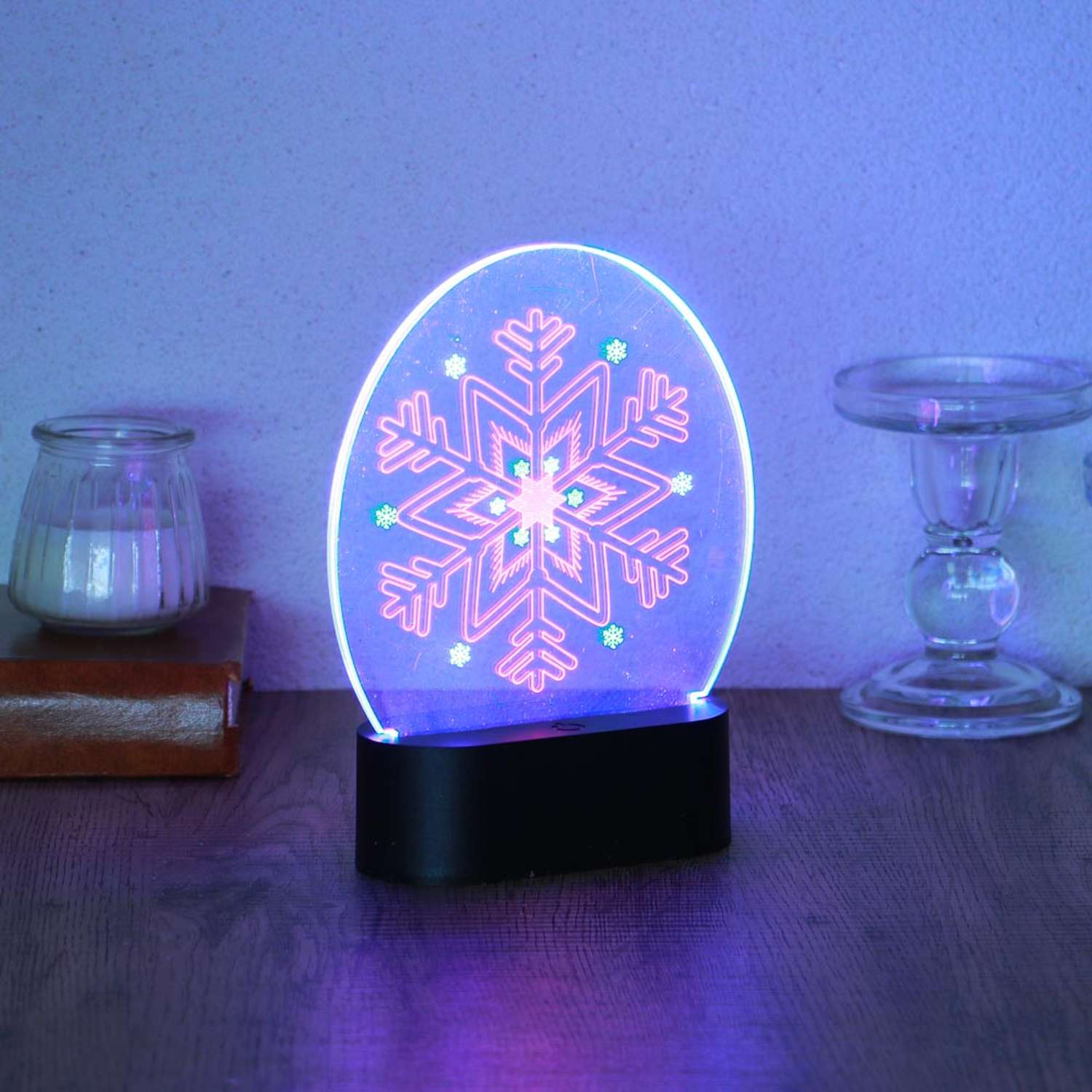 Светильник декоративный Сноубум в виде Снежинки с LED подсветкой - фото 1
