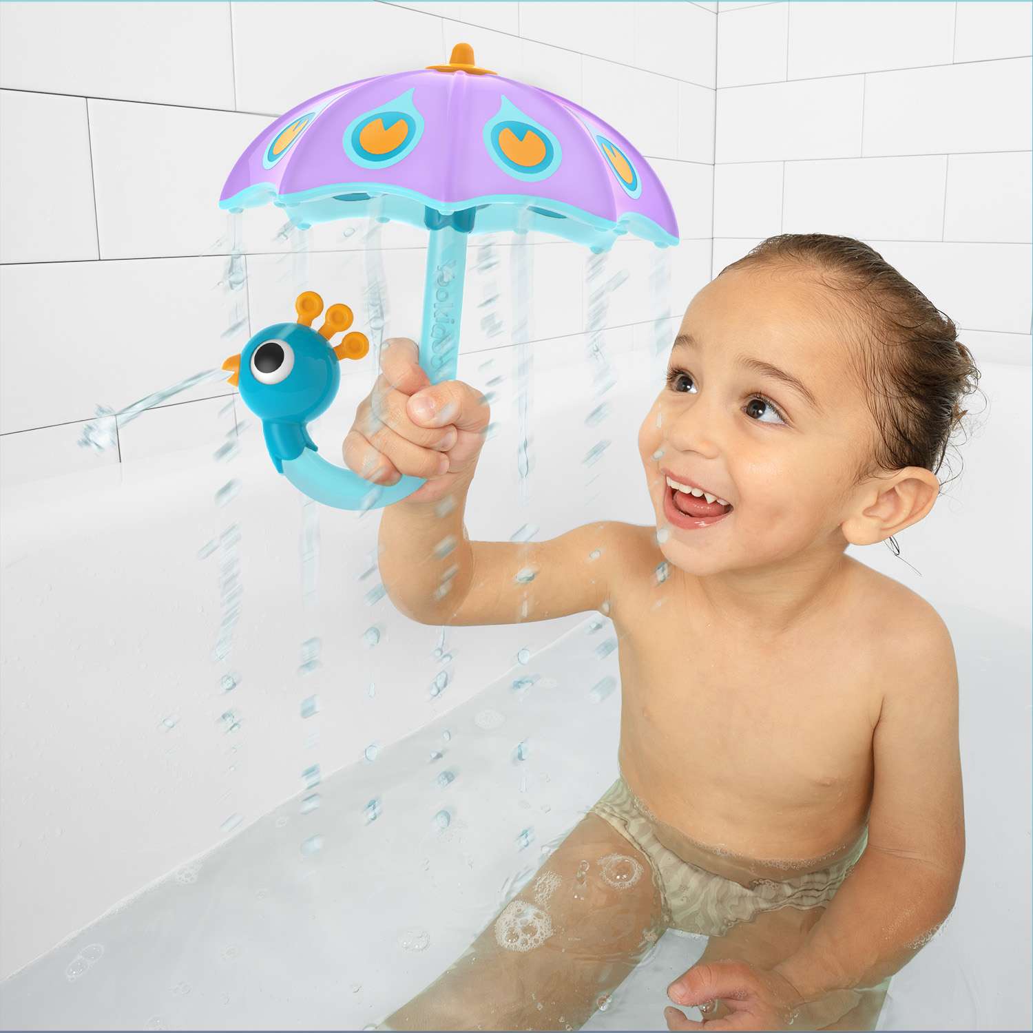Игрушка для ванны Yookidoo Зонтик-павлин. Создай дождь! фиолетовый - фото 1