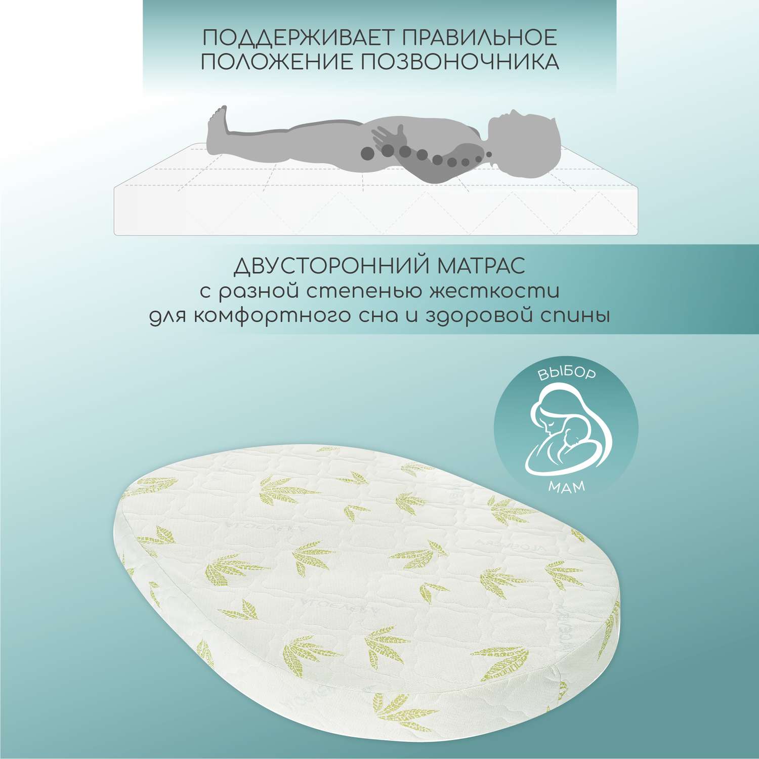 Матрас LUNATOWN Aloe Vera Soft Ellipse со съемным чехлом LUNA-33AV-SE - фото 3