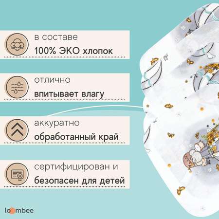 Слюнявчики loombee Фланелевые для кормления. Шары