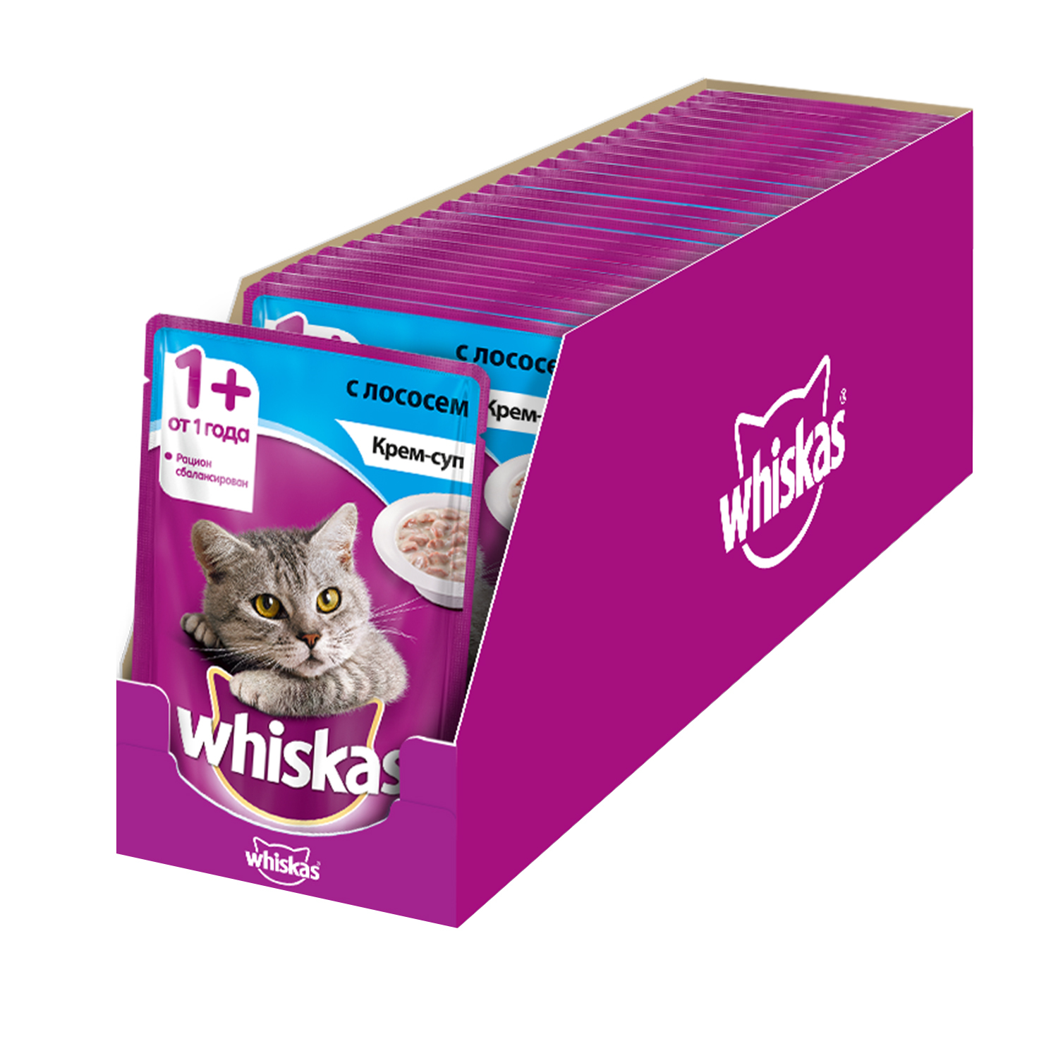 Корм влажный для кошек Whiskas 85г крем-суп с лососем пауч - фото 3