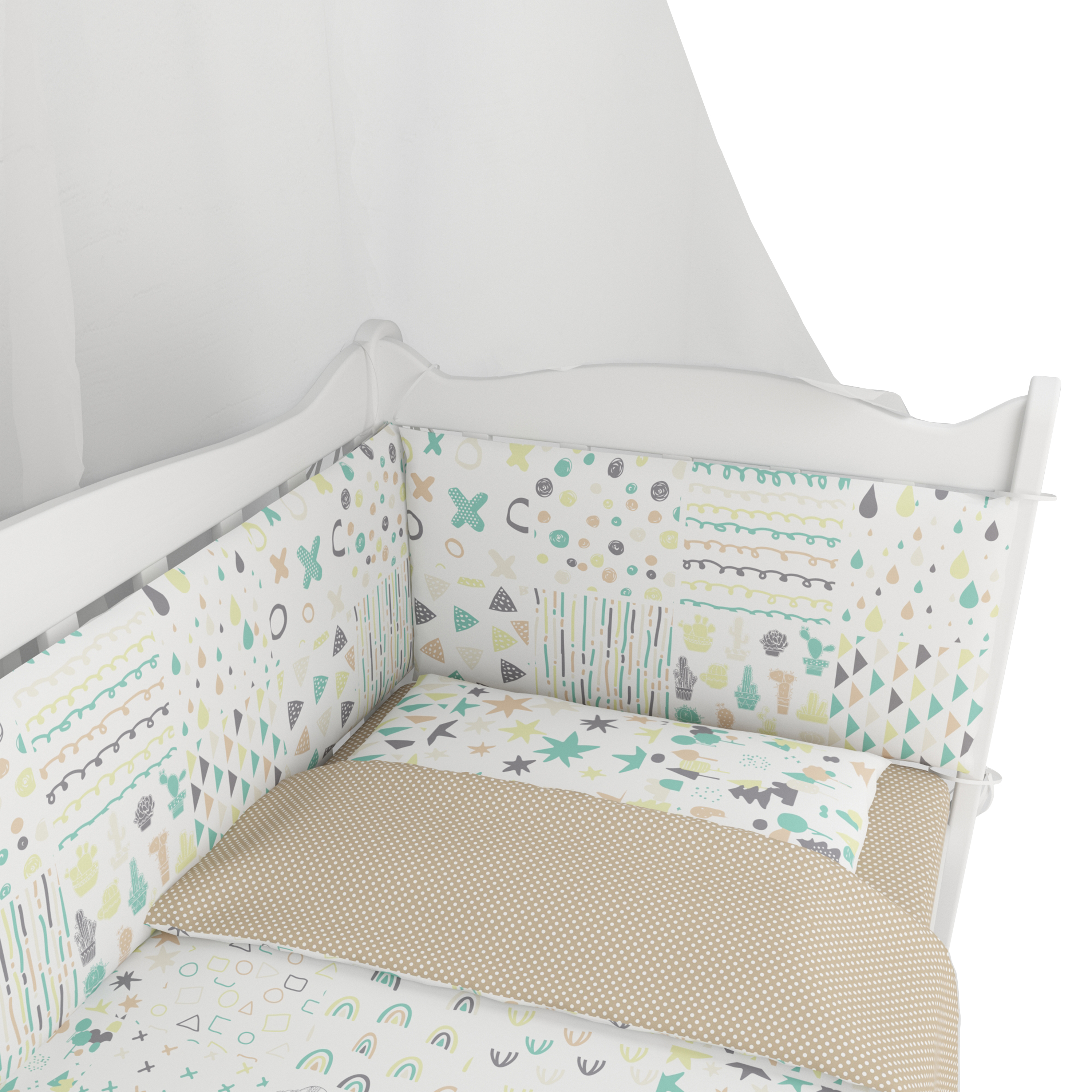 Комплект постельного белья Amarobaby Абстракция 7предметов Белый-Коричневый - фото 4