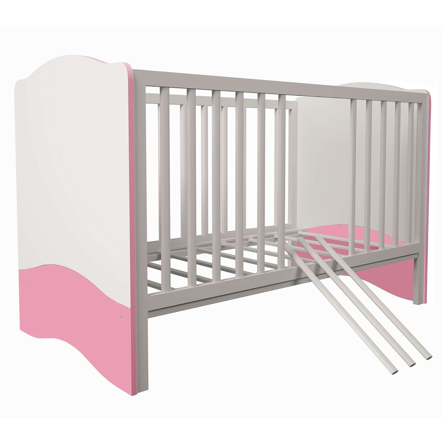 Детская кроватка Polini kids прямоугольная, без маятника (белый, розовый) - фото 3