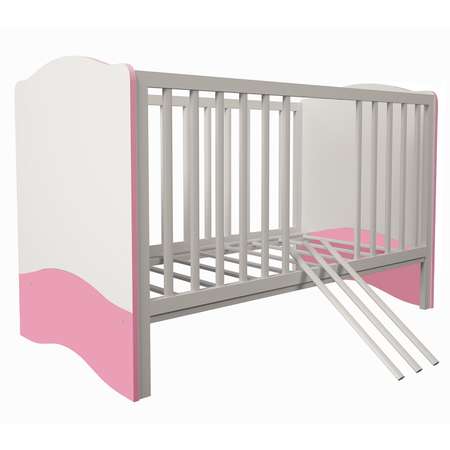 Детская кроватка Polini kids прямоугольная, без маятника (белый, розовый)