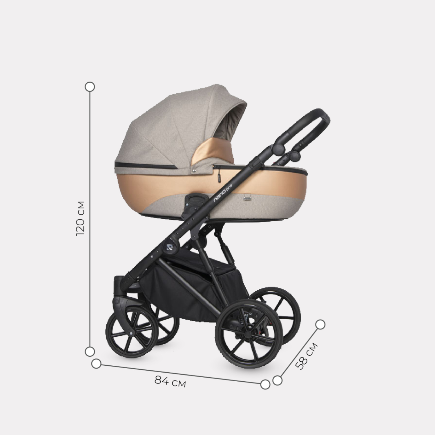 Коляска 3в1 Riko Nano Pro Pearl Camel Зол-Беж - фото 2