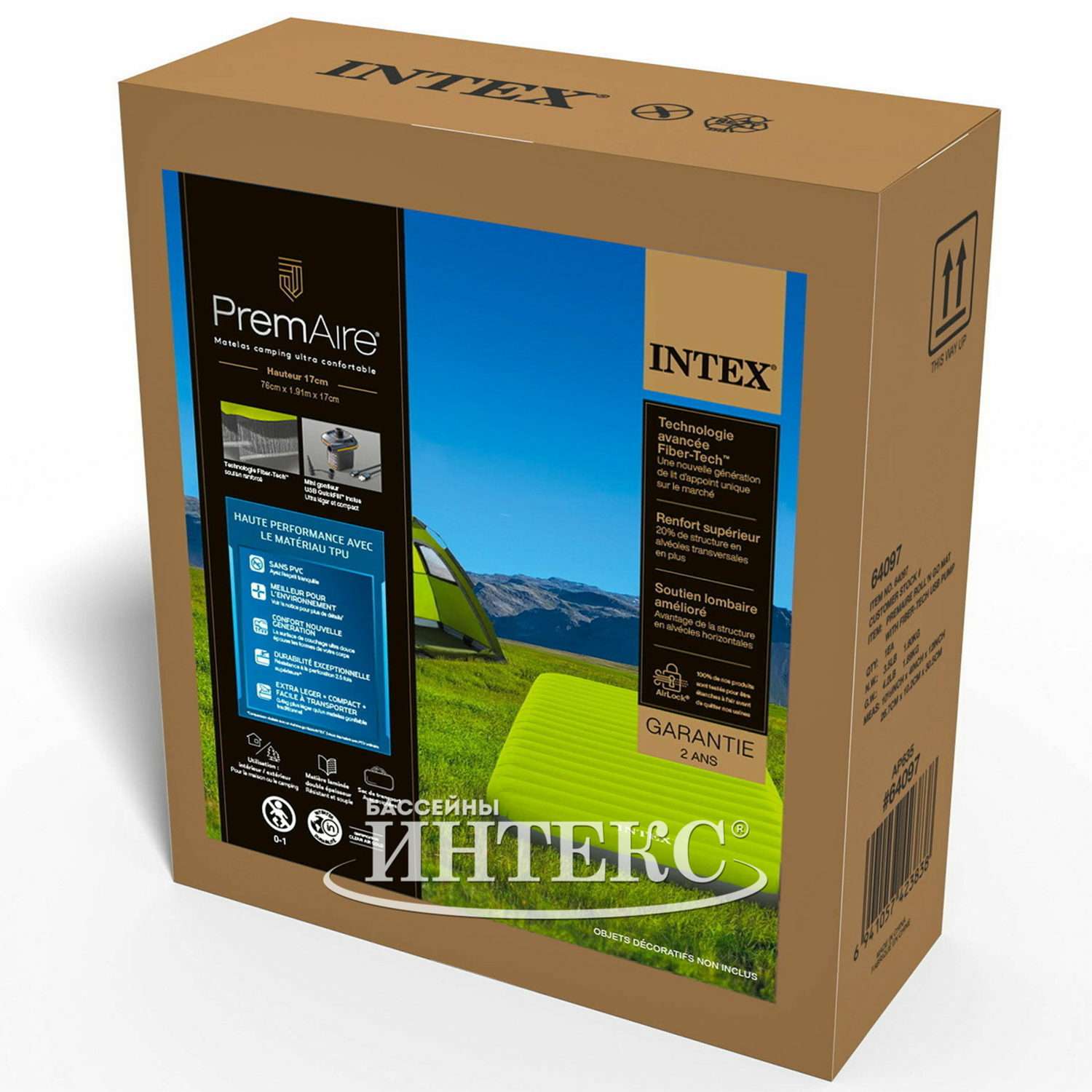 Надувной матрас INTEX для кемпинга с USB-насосом 76х191х17 см - фото 3