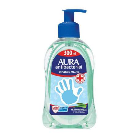 Жидкое мыло AURA Antibacterial Для всей семьи Алоэ вера флакон/дозатор 300мл